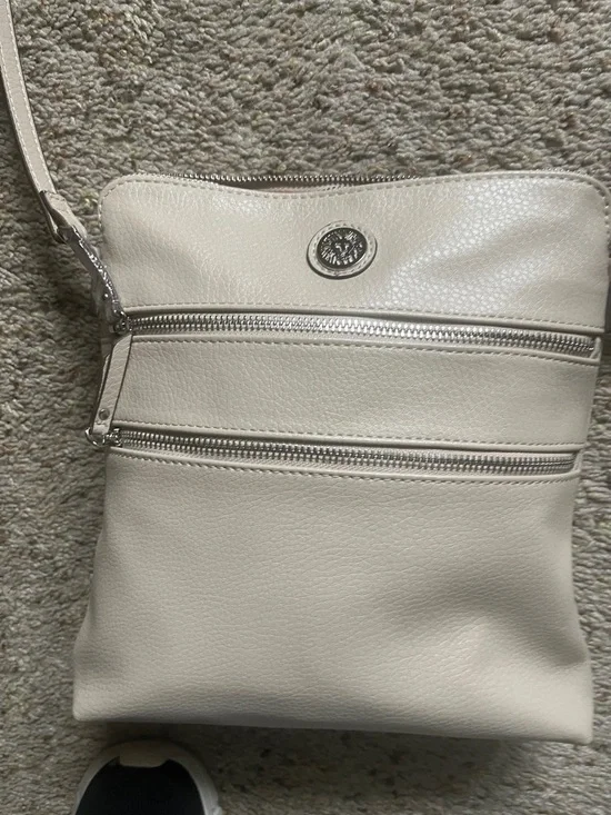 Crossbody Anne Klein Faux Leather Tassel Bag - Cream - Picture 2 of 4